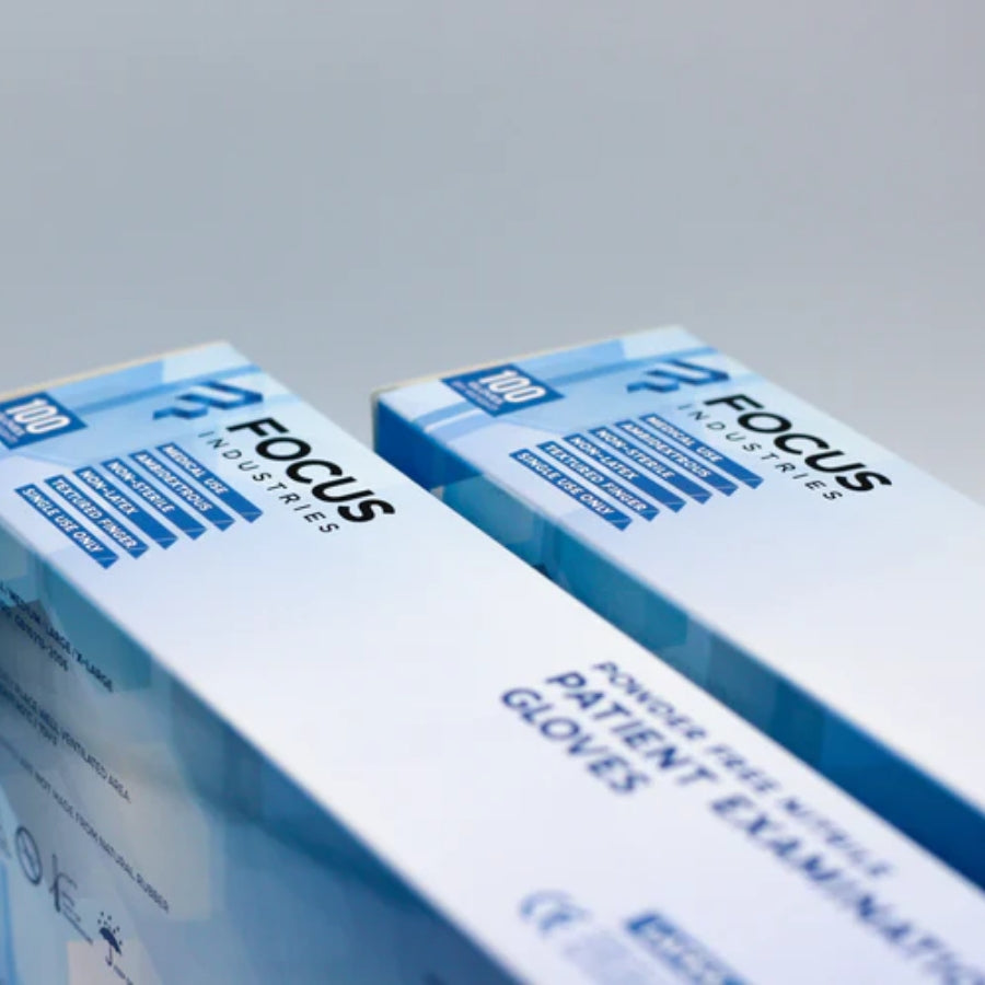 Focus Industries Patient Examination Glove - Black - 6 Mil