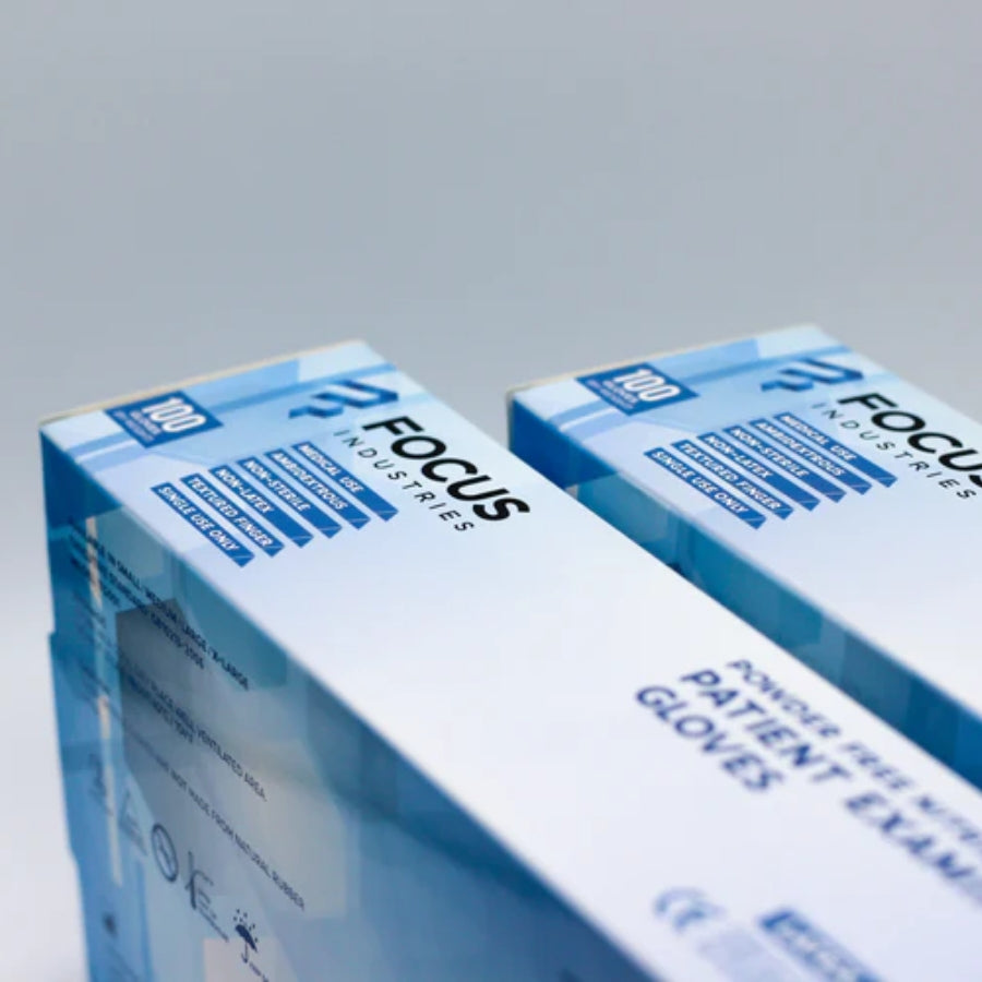 Focus Industries Patient Examination Glove - Blue