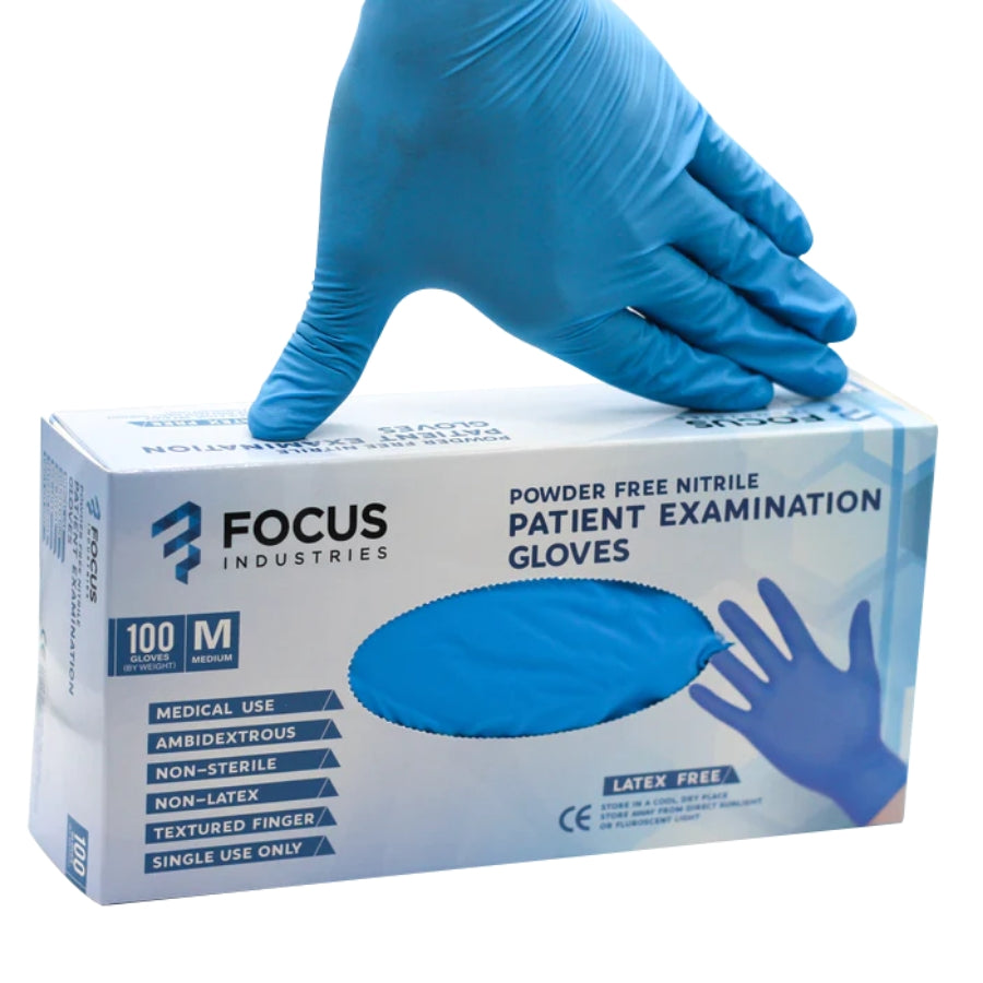 Focus Industries Patient Examination Glove - Blue