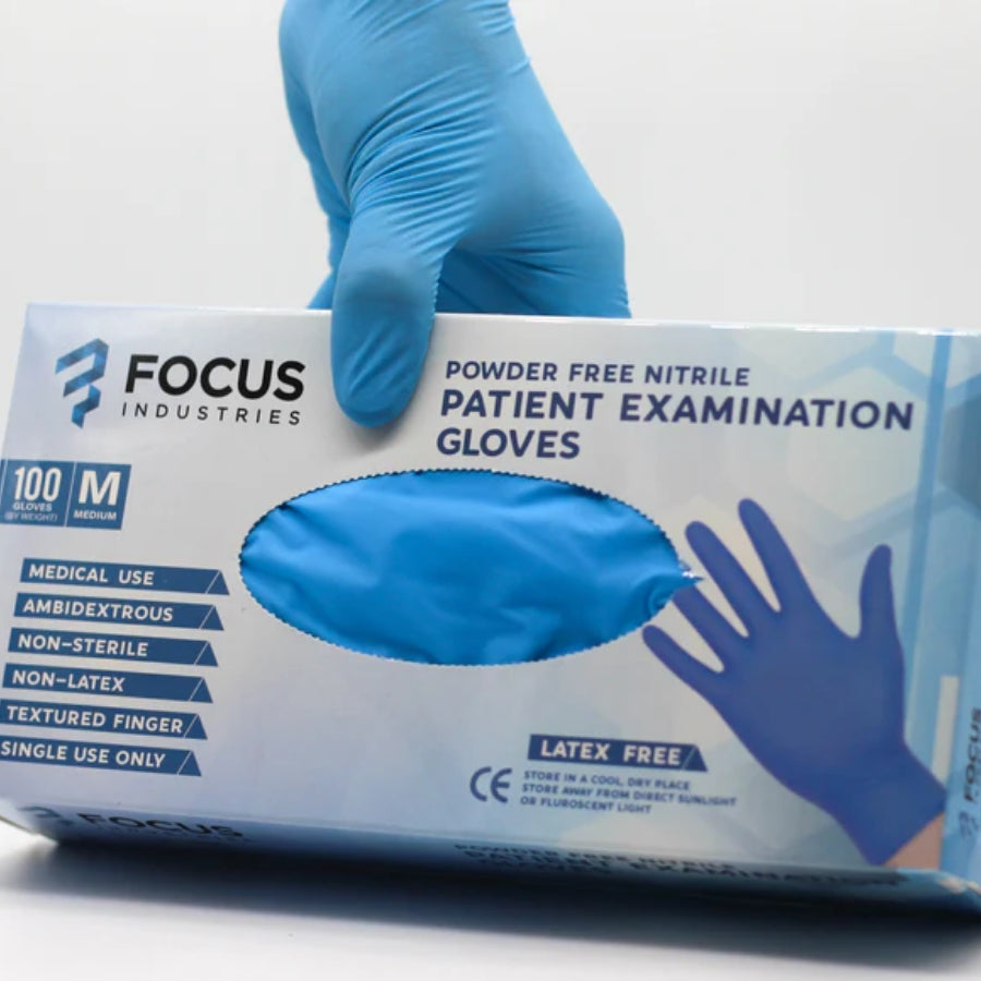 Focus Industries Patient Examination Glove - Blue