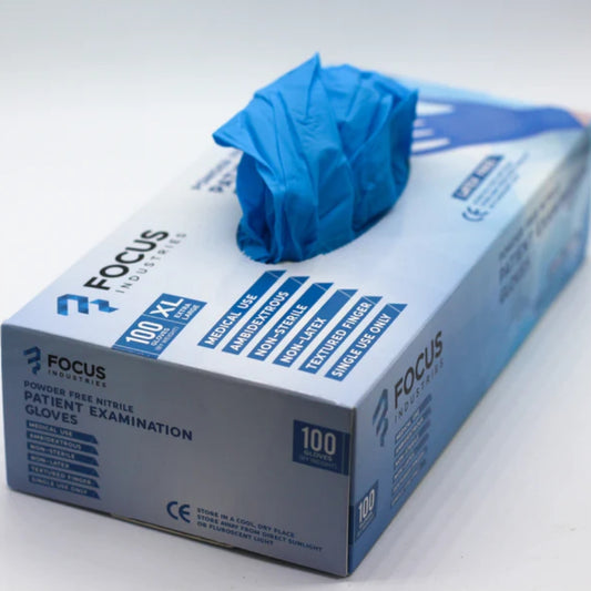 Focus Industries Patient Examination Glove - Blue